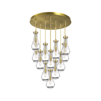Lustre en laiton de luxe en forme de goutte d'eau, luminaire suspendu LED réglable en hauteur pour salon, escalier
