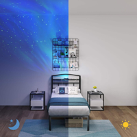 Lit en fer pour la maison, l'hôtel, l'hôpital, l'appartement, la suite, l'école - Lit simple de 2 mètres avec éclairage RGB ambiant