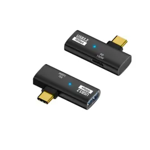 อะแดปเตอร์ USB-C เป็น USB 3.2 มุมซ้าย 90 องศา 2 ใน 1 ประเภท C PD 100W USB3.0 OTG สําหรับการชาร์จและการถ่ายโอนข้อมูลอย่างรวดเร็ว