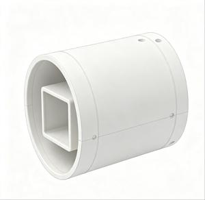 White Plastic Cylinder Connector with Square Side Outlet Injection Molded Part Custom Injection Molding <b>Tooling</b> Service - Product Image 2