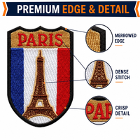 Patch brodé personnalisé Paris France, badge de voyage, écusson thermocollant pour vêtements