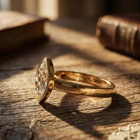 Marquise-Schliff Moissanit Solitär-Ring 9K 10K 14K 18K Massivgold GRA-Zertifiziert Breiter Konischer Ring Maßgefertigter Schmuck