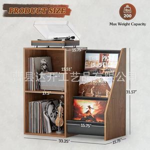 Wooden Vinyl <b>Record</b> Rack 4 Layers Floor <b>Standing</b> Storage Cabinet For Albums And CDs - Product Image 2