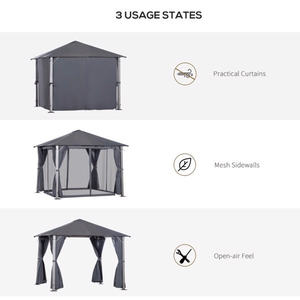 DB Personalizable 10ft X 10ft Patio Gazebo Gris oscuro Fácil montaje A prueba de roedores A prueba de putrefacción Hierro a presión MDF Nature's Best Arbor - Product Image 4