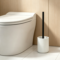 Support de brosse de toilette en résine blanche à rayures verticales, vente en gros directe d'usine, ensemble de brosse de toilette, organisateur de brosse de nettoyage pour toilettes