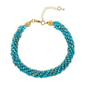 Pulsera de Cristal Natural Trenzado de 4 Filas Azul WENCHI, Elegantes Brazaletes Modelo TWB813 - Product Image 1