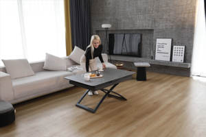 <span class=keywords><strong>Table</strong></span> à manger moderne élégante en bois extensible en céramique petite hauteur réglable résistant aux rayures 6 places cuisine à domicile - Product Image 2