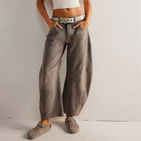 Pantalon Cheville en Jean Large Taille Mi-Haute Coupe Tendance Dernier Design Coupe Tonneau pour Femme, Vintage Ample Style Boyfriend 2025