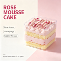 Gâteau Mousse à la Rose Surgelé en Boîte, Prêt à Consommer, Dessert Floral en Couches, Vente en Gros pour Supermarchés et Cafés