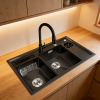 Évier de cuisine multifonctionnel à ultrasons en acier inoxydable 304 à double bac avec finition brossée pour usage domestique – Meilleure vente