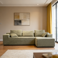 Canapé modulaire compressé sous vide, adapté aux familles, avec oreillers assortis, surface conviviale pour les collations, surface rembourrée arrondie et sécurisée pour les enfants