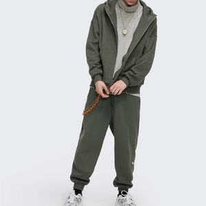 Men's Windproof <b>Hoodie</b> and Sweatshirts Causal Blanket Full <b>Zip</b> up <b>Hoodie</b> Custom Logo Congaroo <b>Pocket</b> Drop Shoulder <b>Hoodie</b> Jacket - Product Image 2