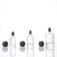 Flacon en verre épais et robuste de style infusion pour Cologne 100 ml (3 1/3 oz) – Flacon de parfum en verre noir mat avec bouchon à bille en bois