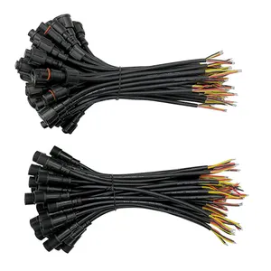 ETOP 30cm comprimento 18AWG cabo cada 3 pólos preto impermeável pigtail masculino/feminino com conector RAYWU/XCONNECT