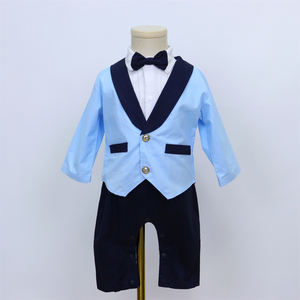 Costume de tailcoat <span class=keywords><strong>pour</strong></span> garçon bleu Offre Spéciale Barboteuse et manteau <span class=keywords><strong>pour</strong></span> bébé Vêtements de baptême <span class=keywords><strong>pour</strong></span> bébé garçon - Product Image 2