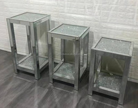 Salon scintillant miroir fleur affichage 2 couches écrasé diamant insérer lampe Table maison hôtel