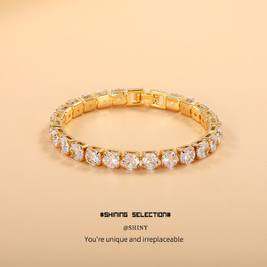 Fashion Tennis <b>Bracelet</b> Zinc Alloy Claw Setting Zircon Full Diamond Party Jewelry Women's <b>Bracelet</b> - Product Image 5