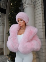 Manteau court rose en fausse fourrure de renard pour femme Zeyu, à capuche, chaud et épais, en fourrure artificielle duveteuse, veste d'hiver tendance pour femme 2026