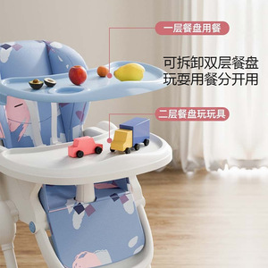 Chaise haute pliante pour bébé, chaise à manger réglable et convertible pour nourrisson, avec roulettes - Product Image 5