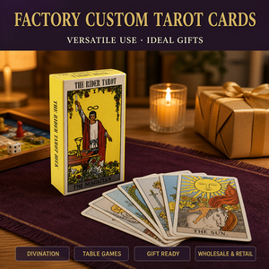 Prix d'usine, impression de logo personnalisée, jeu de cartes de tarot Traot, échantillon <span class=keywords><strong>gratuit</strong></span>, faible MOQ, <span class=keywords><strong>carte</strong></span> de tarot <span class=keywords><strong>Oracle</strong></span> Rider avec guide - Product Image 3