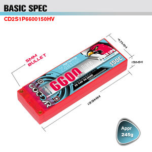CODDAR 2S 6600MAH HV 7,6 V 150C 5mm Bullet Hard Case Ultra LCG <span class=keywords><strong>19mm</strong></span> толщина RC LiPo батарея для 1/10 RC Car - Product Image 3