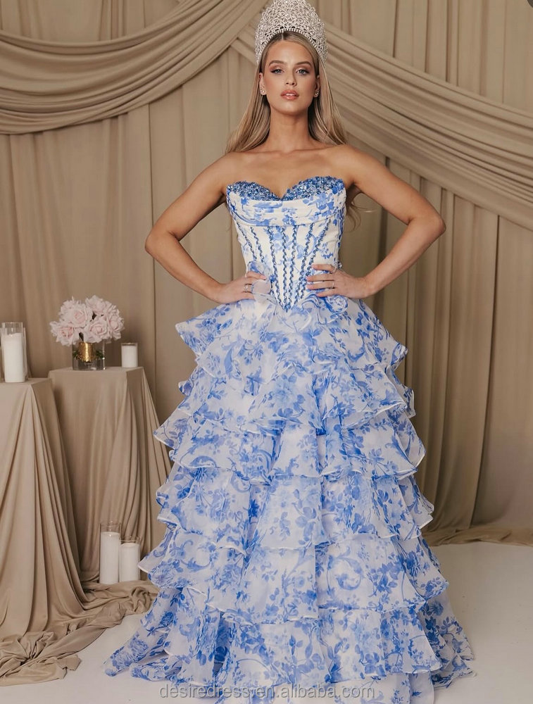 Deals White with Blue Princess Dress Elegant Lace Design | Alibaba.com
