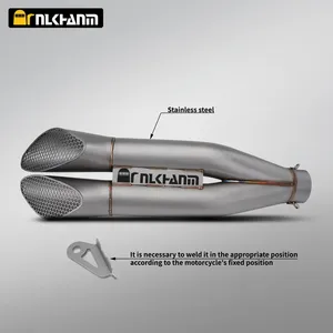 ท่อไอเสียสแตนเลส Universal 60 มม. Gemini แบบสองทางออก สีเงิน รุ่นใหม่ R9 <span class=keywords><strong>R1</strong></span> <span class=keywords><strong>GSX</strong></span>-R1000 ZX-4R ZX-6R ZX-10R - Product Image 3