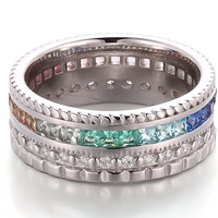 Nouvelles bagues en or massif 18K 14K avec diamants géométriques et pierres précieuses de laboratoire colorées, bague en cristal arc-en-ciel pour femmes et jeunes filles