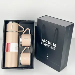 Custom Log 304 Stainless Steel Vacuum Cup Flask Water Bottle Set Portable Insulated Lid Thermos