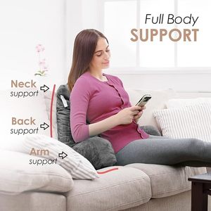 Custom Shredded <b>Memory</b> Foam Reading <b>Pillow</b> for Bed Couch Sitting Support Washable Cover Dark Grey Backrest <b>Pillow</b> - Product Image 2