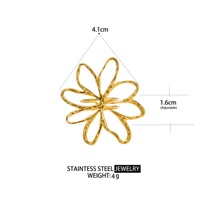 Nouvelle conception, bagues tendance vintage en acier inoxydable plaqué or inaltérable pour femmes, motif floral ajouré avec pierre naturelle