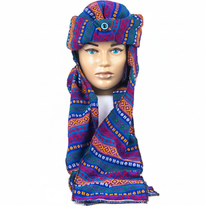 Kilim-Sombrero de invierno turco, azul, con bufanda - Product Image 2