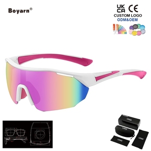 Occhiali da Sole Sportivi Antivento Boyarn Nuovi, Modello Viper alla Moda, Protezione UV400, Montatura Quadrata Trasparente/Verde, Lente Unica Unisex Personalizzabile - Product Image 5