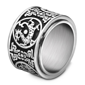 Anillo de Acero Inoxidable de 16 mm, Giratorio, con Diseño del Zodiaco Animal, Patrón de Dragón y Perla, Joyería de Moda, Regalo - Product Image 1