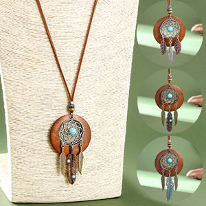 Vintage <strong>Boho</strong> Multilayer Long Pendant <strong>Necklace</strong> Retro Party Vintage Zinc Alloy Jewelry with Rope Chain for Women and Men - Product Image 2