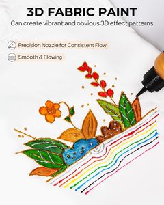 Pinturas 3D de 18 colores para tela (4oz, 120 Ml) Color no tóxico para <span class=keywords><strong>pintar</strong></span> tela <span class=keywords><strong>textil</strong></span> DIY manualidades camisetas zapatos <span class=keywords><strong>pintura</strong></span> de tela - Product Image 5