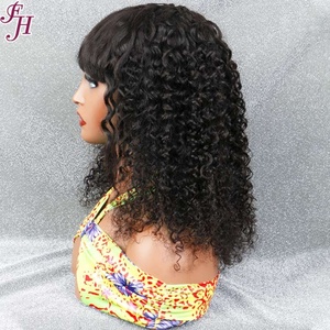 FH Perruque sans colle faite à la machine Cheveux humains brésiliens courts bouclés profonds sans dentelle perruque Bob pour les femmes noires - Product Image 4