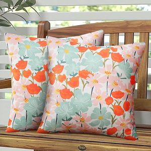 Housse de coussin rectangulaire imperméable à imprimé floral pour l'extérieur, décoration de salon - Product Image 1