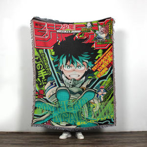 Selimut Rajut Jacquard Kustom Campuran Katun-Poliester dengan Desain Anime, Rumbai, Dapat Digunakan Empat Musim - Product Image 4