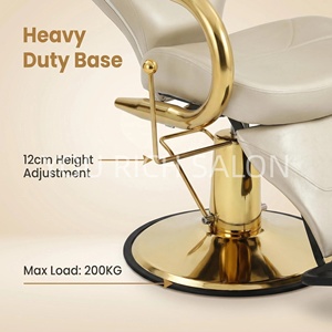 Sillón de Barbería Hidráulico Dorado de Lujo, Estilo Europeo, para Salón de Belleza, Peluquería, Estudio de Barbería - Product Image 6