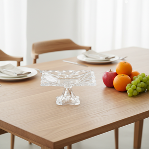 37.8cm hollow flower square shape with base Decoration Wedding crystal glass Candy Storage Container Glass Candy fruit bowl - Product Image 2