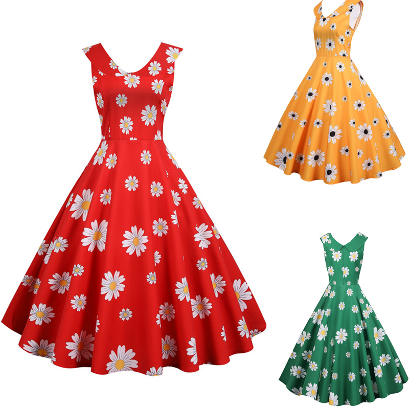 Women's Vintage 1950s Polka Dot Swing Dress - Sleeveless Cocktail Dress With Floral Patchwork, Burgundy Floral 4XL - View #9