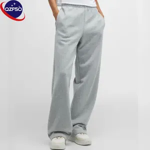 יצרן בגדים לוגו מותאם אישית מכנסי טרנינג ריקים לגברים מעצב ג'וגר ריצה רחבה מזדמנים רגליים ישרות מכנסי כותנה רחבות