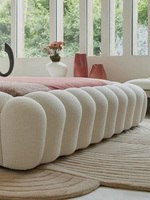 Lit à bulles de style moderne français, blanc, chambre à coucher, designer, mousse haute densité, lit king size, ensemble de meubles