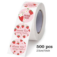 Autocollants de remerciement fraise, étiquettes adhésives décoratives pour boîtes cadeaux, idéales pour fêtes d'anniversaire estivales