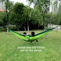 Marchandises ponctuelles et OEM 300*200cm Double taille 210T Nylon Portable 2 personnes hamac pliant extérieur pour la randonnée et les voyages
