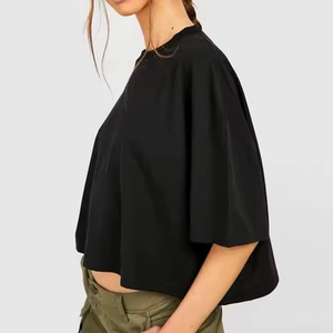 T-shirt da <span class=keywords><strong>Donna</strong></span> Sexy e Comoda in Cotone 100% da 230 Grammi, Taglio Corto e Ampio, <span class=keywords><strong>Mezza</strong></span> <span class=keywords><strong>Manica</strong></span>, Collo Aderente per l'Estate - Product Image 4