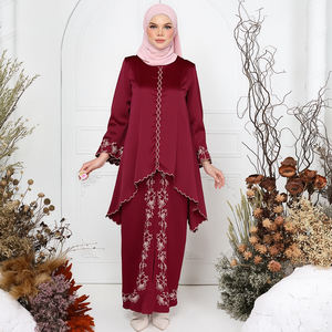 Baju Kurung Malasia 2025 diseño moderno bordado vestidos musulmanes Dubai conjunto Kimono mujeres Abaya ropa islámica minimalista - Product Image 3