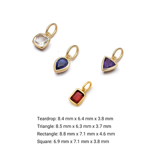 Hỗn hợp hình dạng Birthstone Mặt dây chuyền thiết lập | 18K PVD mạ vàng thép không gỉ | độc đáo 12 tháng đá quý quyến rũ Combo trong cắt khác nhau - Product Image 5