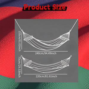 <span class=keywords><strong>Hamac</strong></span> en <span class=keywords><strong>toile</strong></span> simple ou <span class=keywords><strong>double</strong></span> en coton pour l'extérieur, avec <span class=keywords><strong>barre</strong></span> en bois, anti-chute, pour le camping, la randonnée, toutes saisons, enfant - Product Image 3